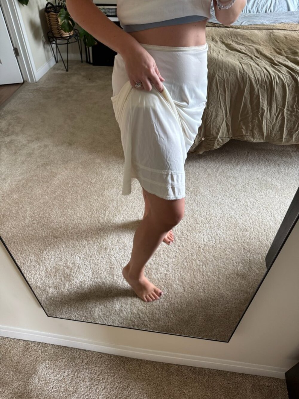 Vintage Lorraine Creamy Off White Long Maxi Slip Skirt Large - Picture 6 of 7